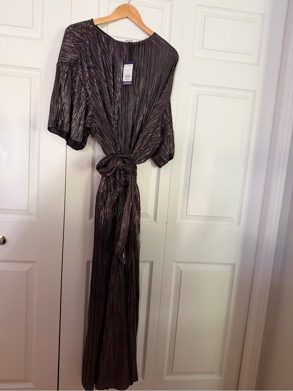 Smash + Tess Metallic Black Pleated Jumpsuit